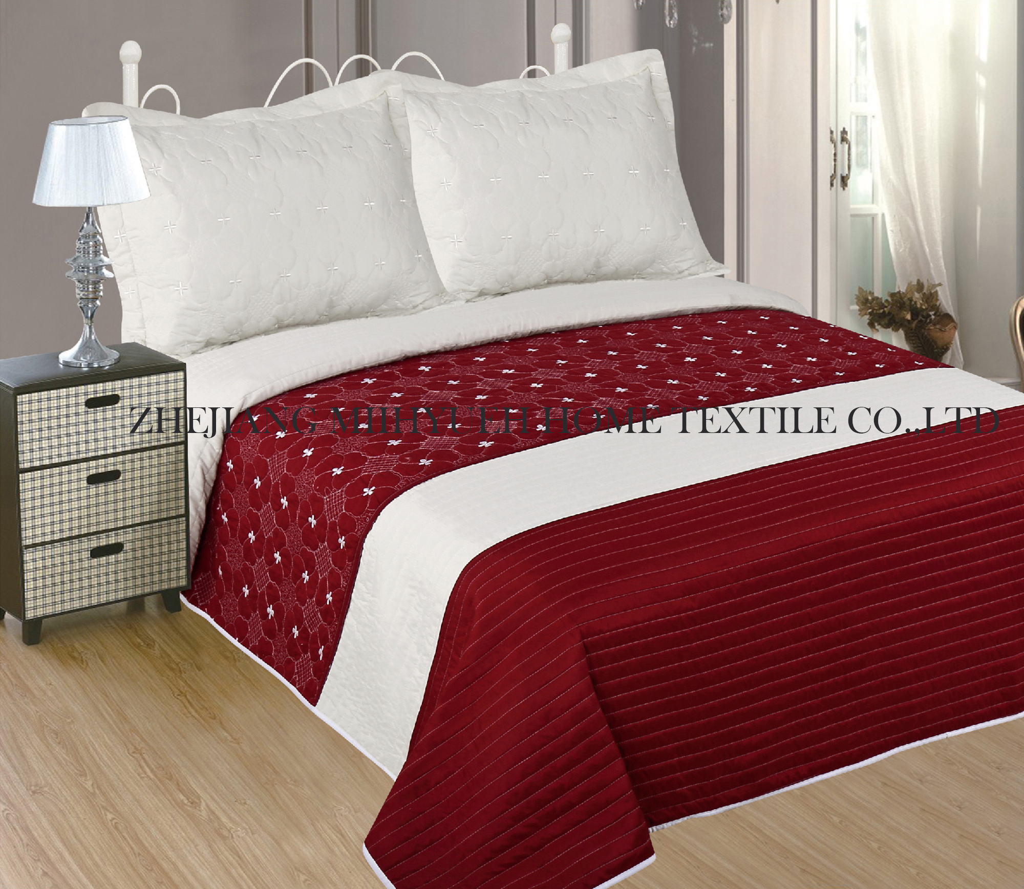 Solid Microfiber Embroidery Quilt