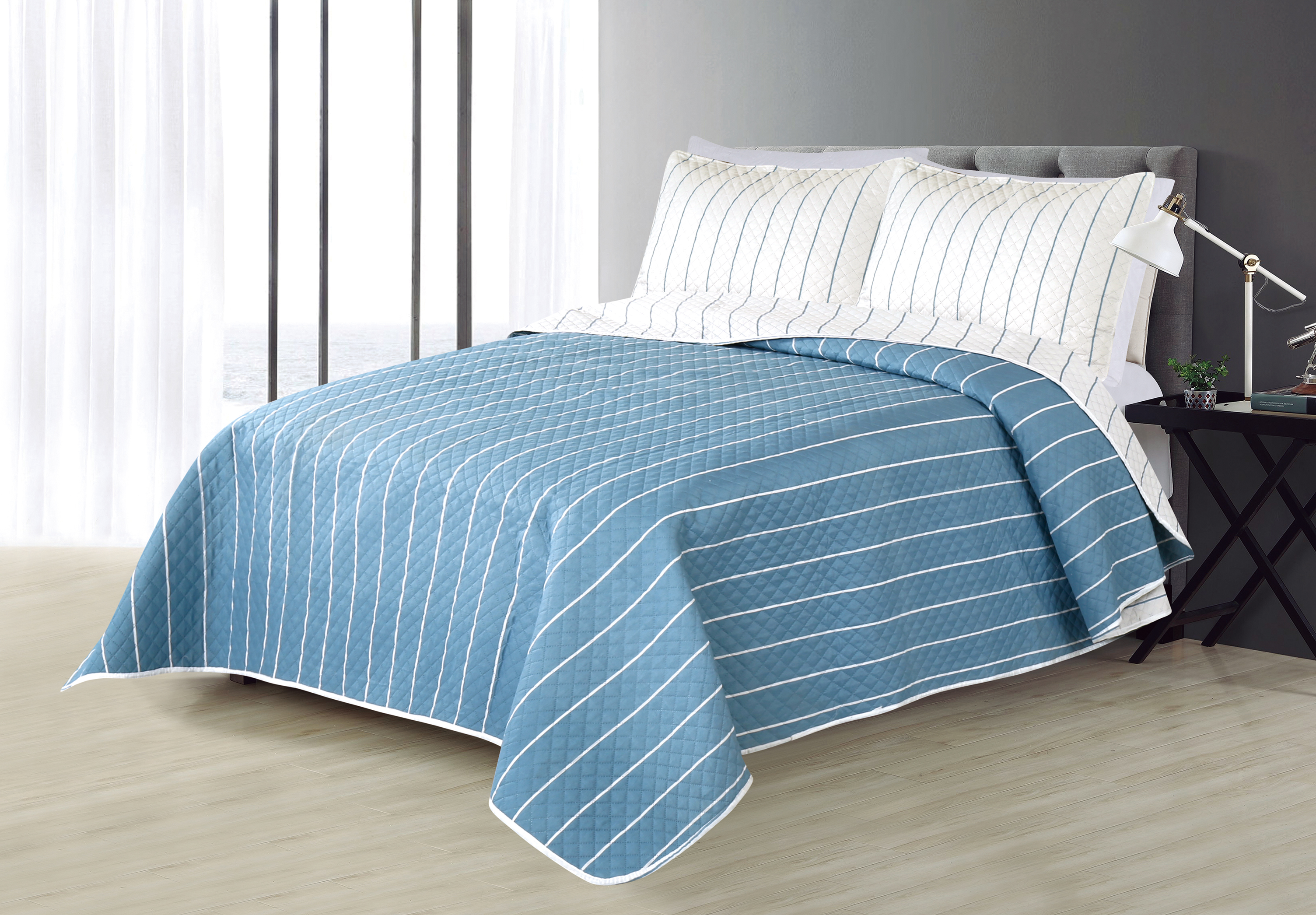 Adult Printed Microfiber Light Weight Ultrasonic Quilt set 