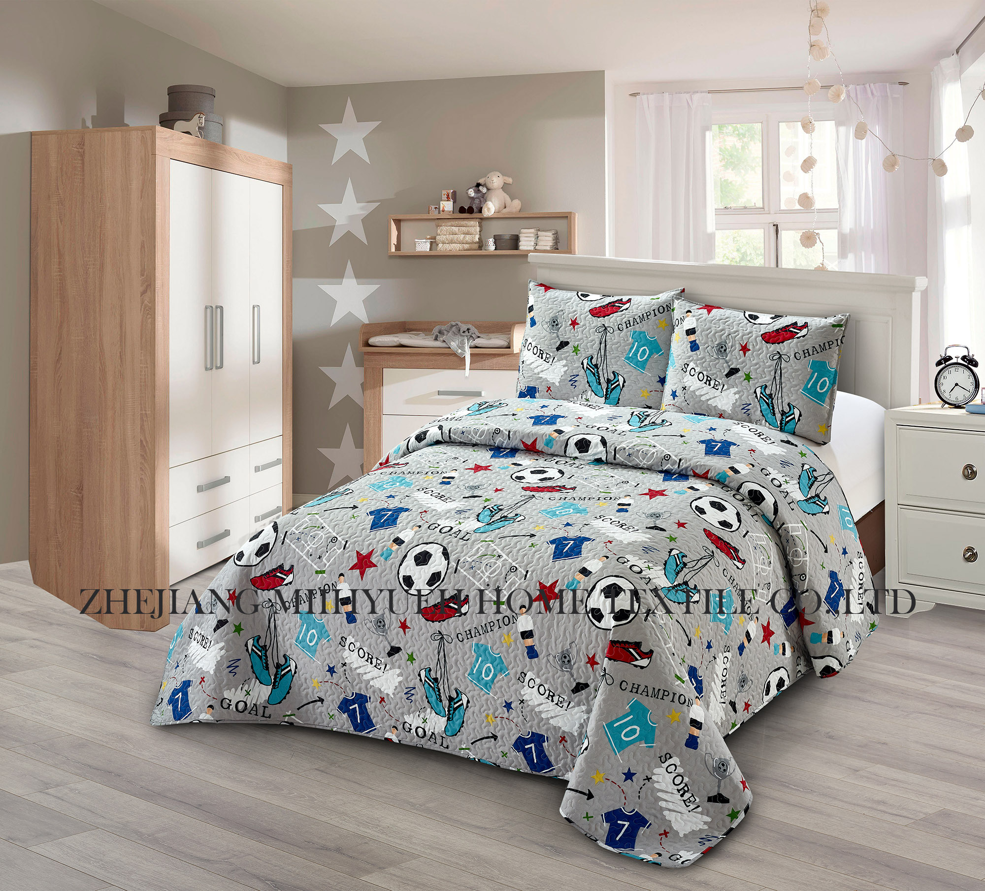 Kid Printed Microfiber Ultrasonic Quilt set Sports Series