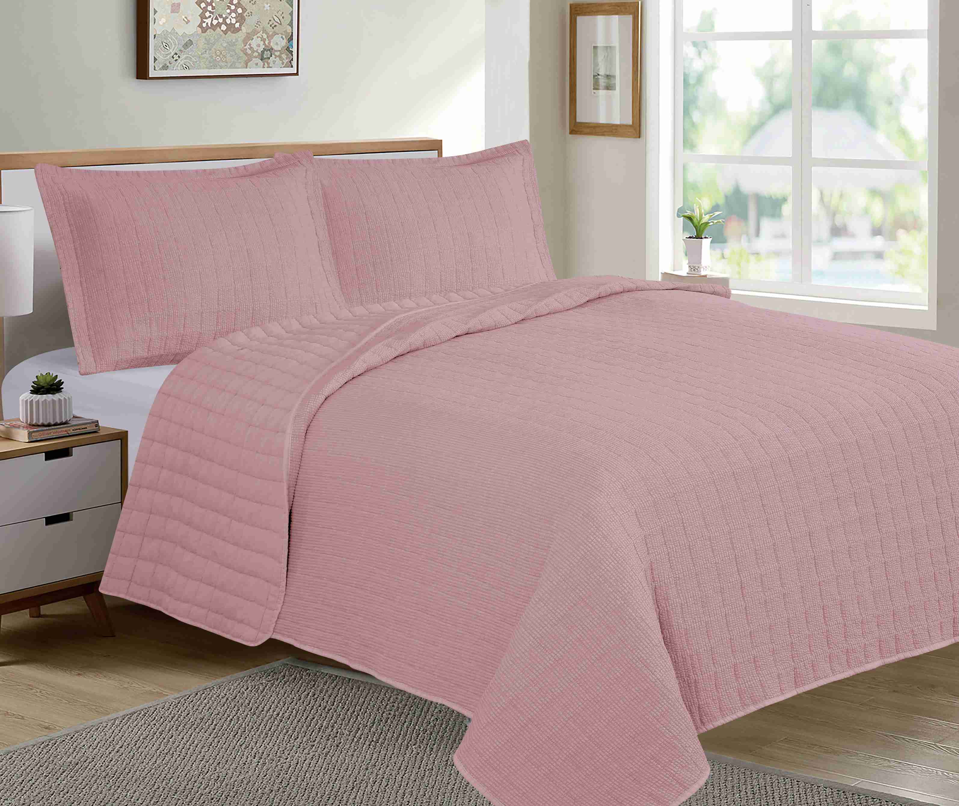 Seersucker Stone Wash Stitching Quilt Set