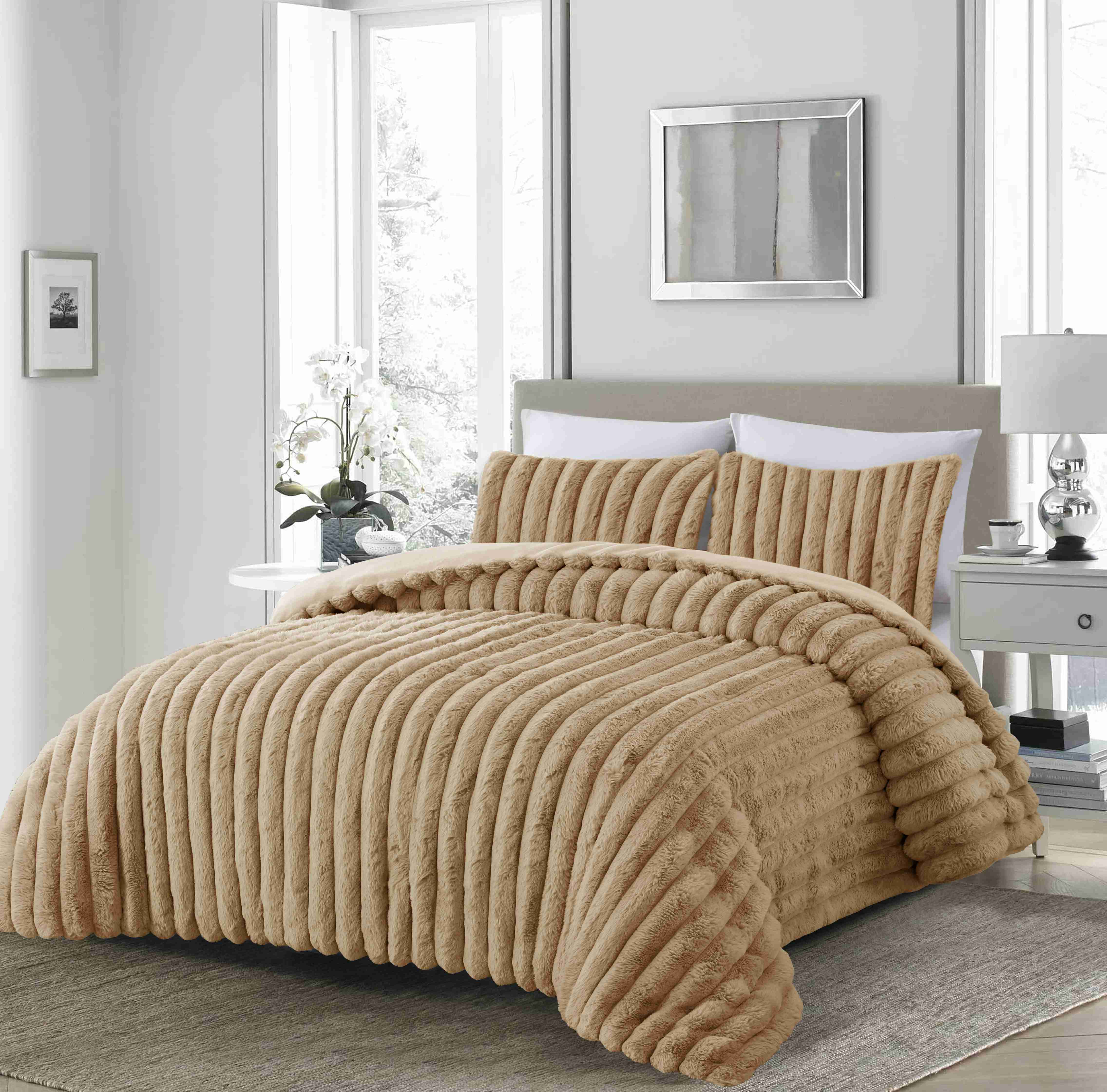 Stripe Rabbit+Flannel Duvet