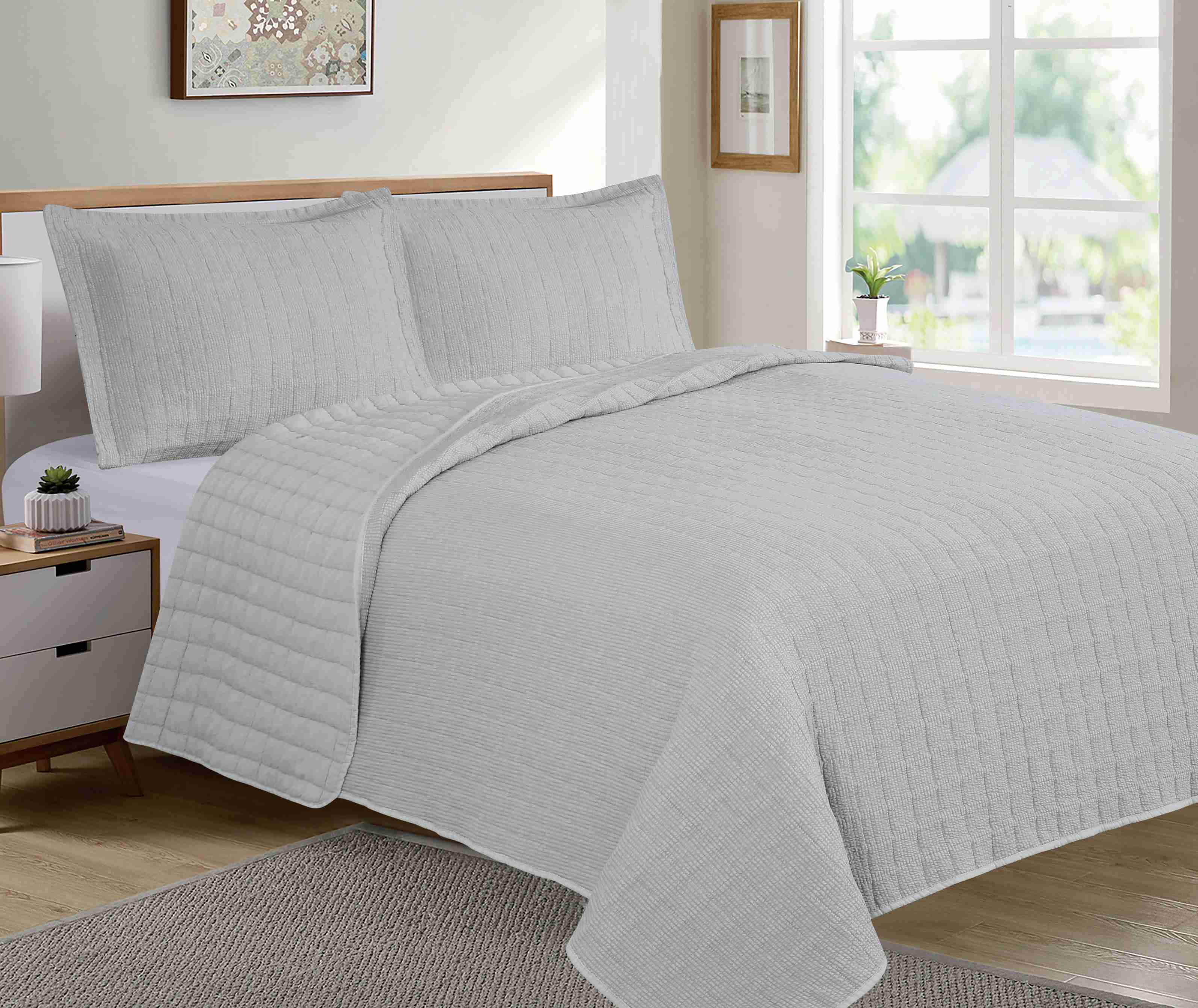 Seersucker Stone Wash Stitching Quilt Set